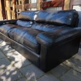 Black Leather Sofa by Tito Agnoli for Poltrona Frau, Italy, 1980s