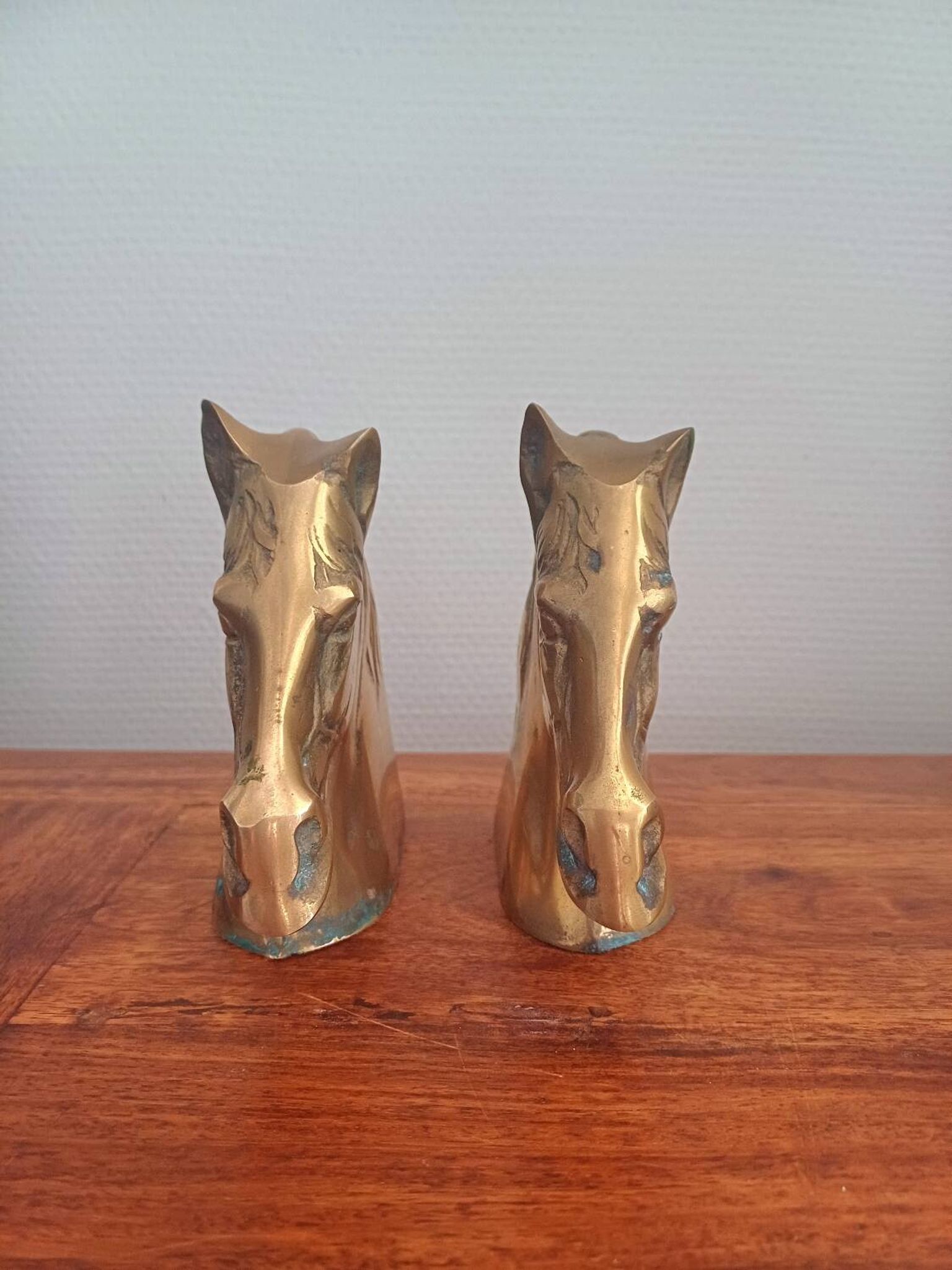 Paire de serre-livres vintage en laiton en forme de cheval