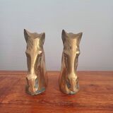 Pair of Vintage Brass Horse Bookends