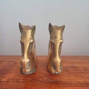Paire de serre-livres vintage en laiton en forme de cheval