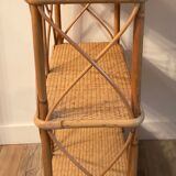 Vintage rattan and wicker shelf 70s