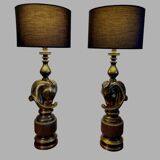 Ensemble de régence hollywoodienne grote tafellampen, design Paardenhoofd, Deknudt