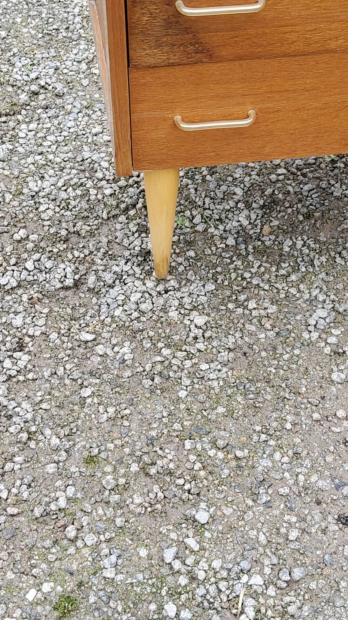 Vintage chest of drawers from the 50s in blond oak 4 drawers conical legs