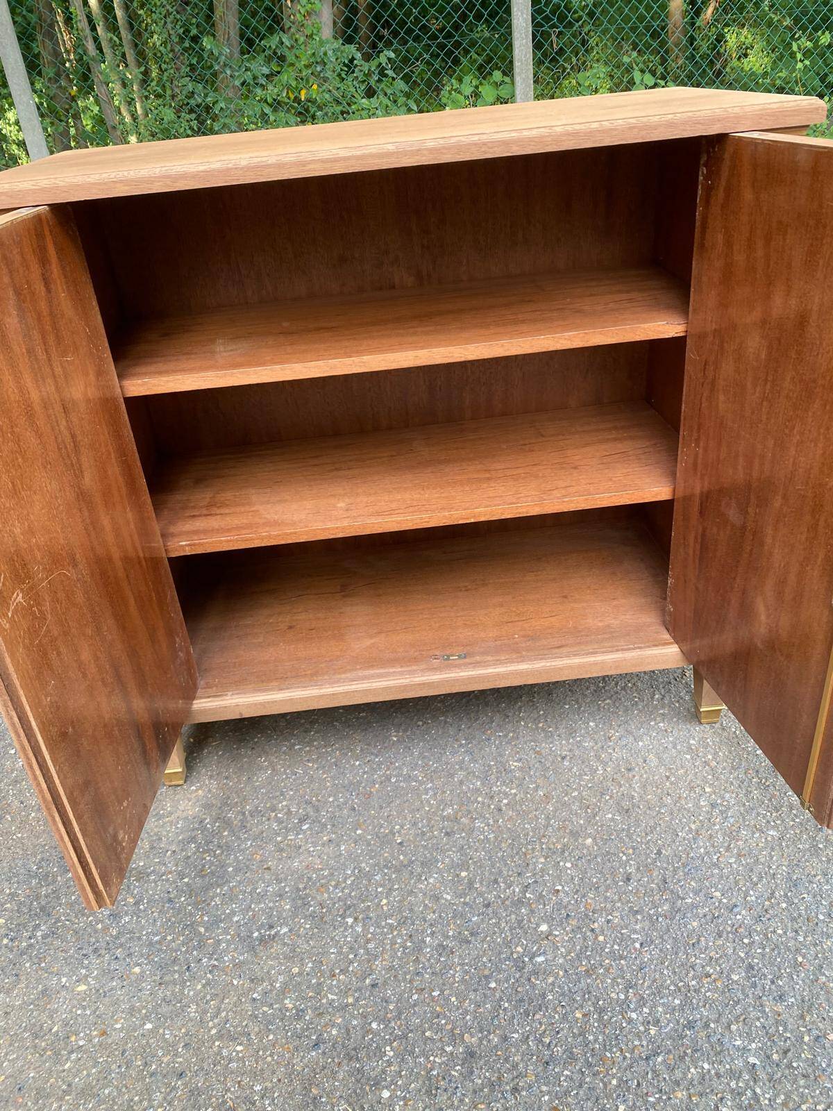Louis XVI buffet, shallow, stripped, made of solid mahogany, 1950.