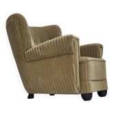 Fauteuil relax danois des années 1960, velours de mobilier, bois de chêne.