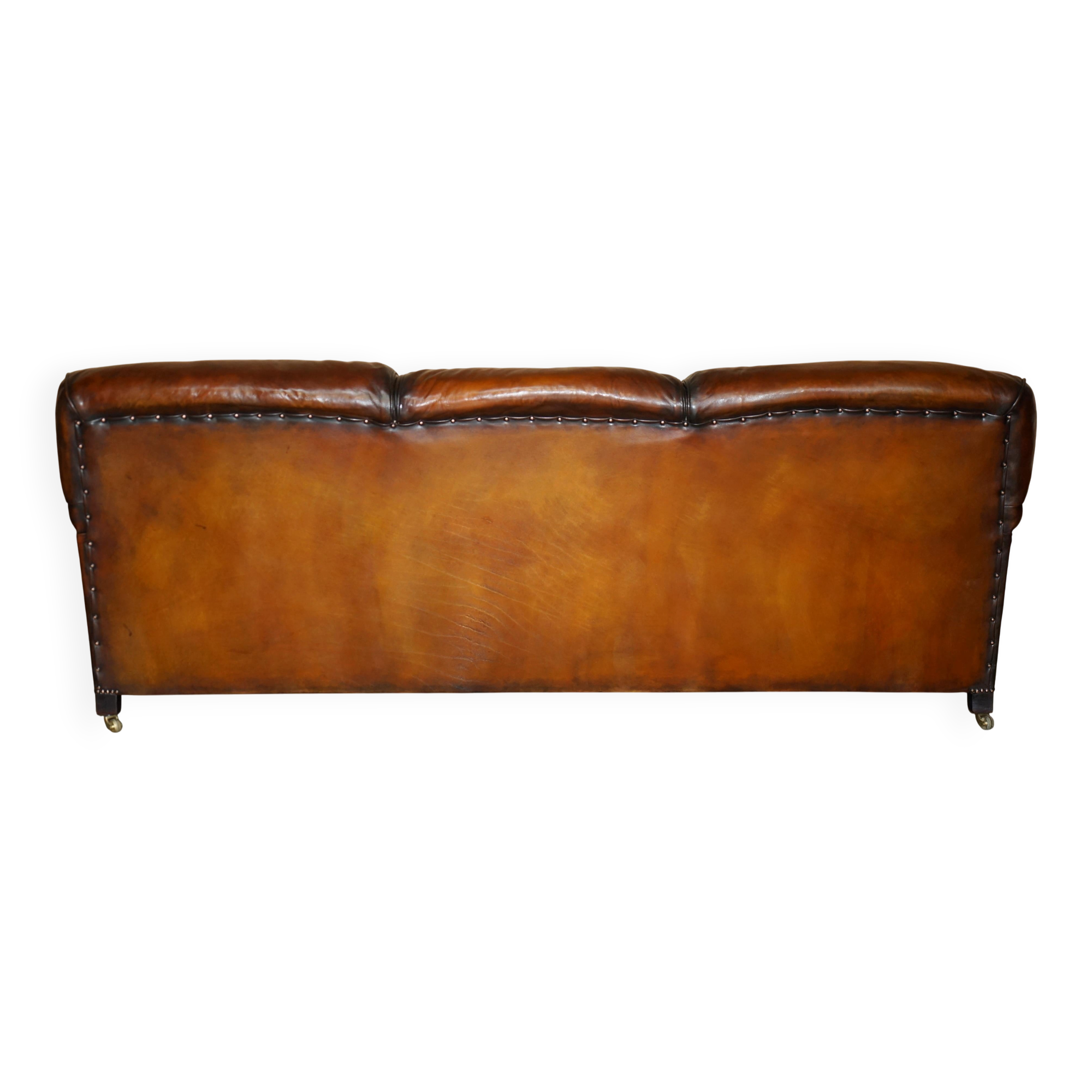 Restored leather Howard & Son canapé style, 204 cm