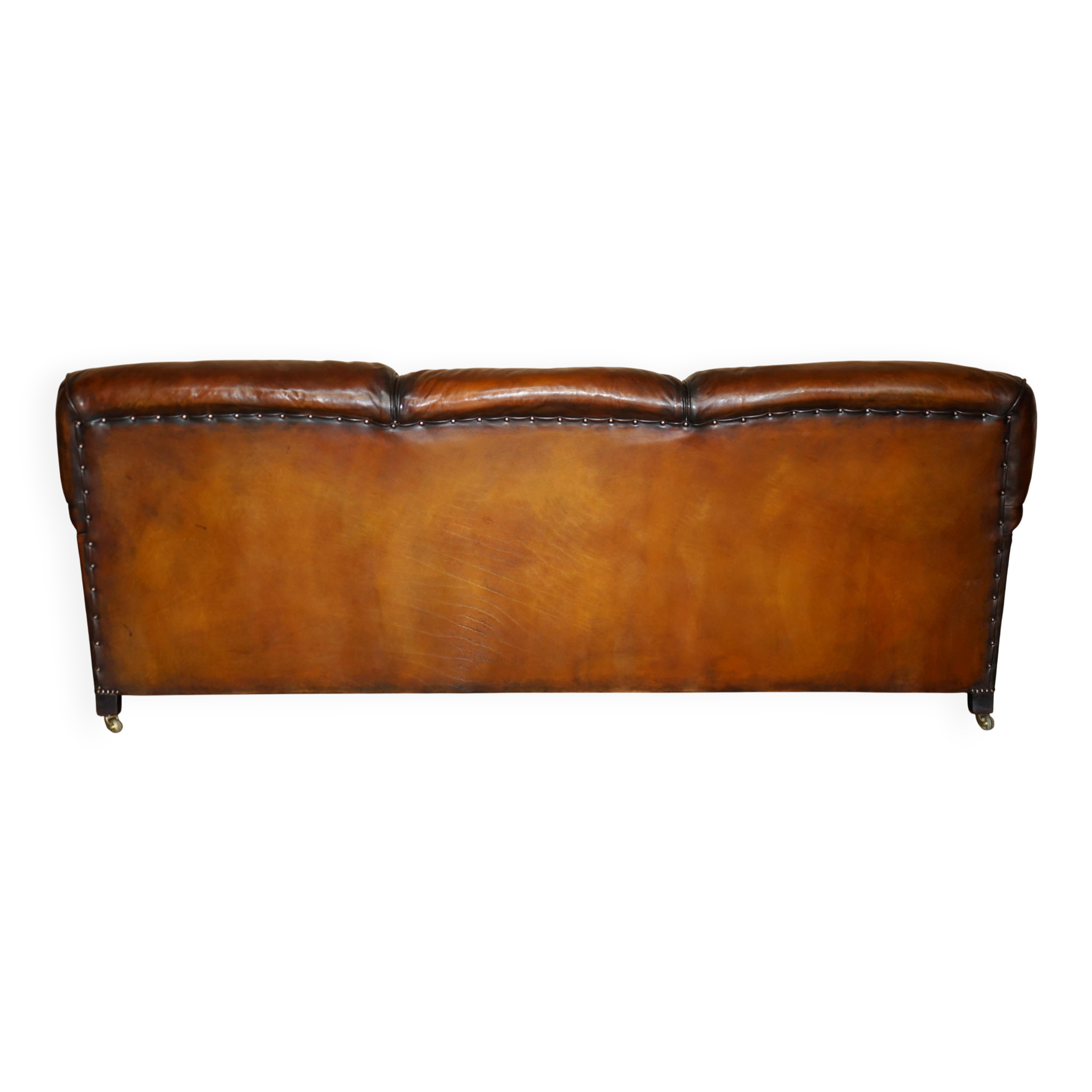 Restored leather Howard & Son canapé style, 204 cm