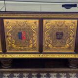 Important buffet / enfilade Art Deco period in polychrome engraved glass.