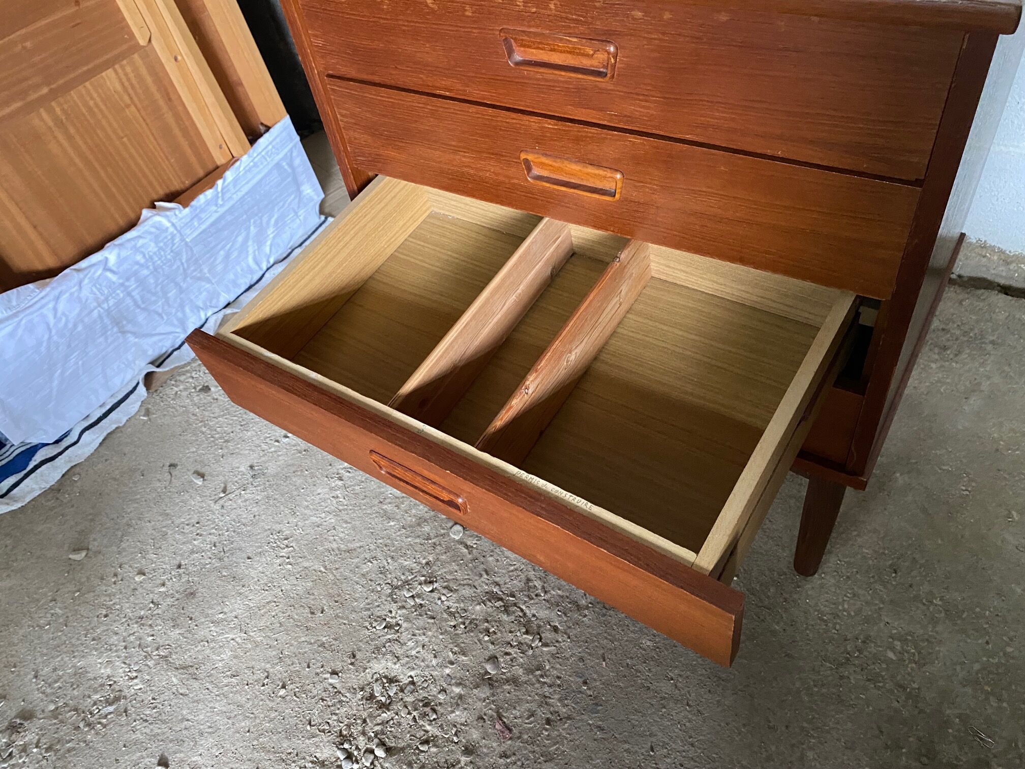 Chest of drawers teak storage furniture and Scandinavian teak veneer 60s