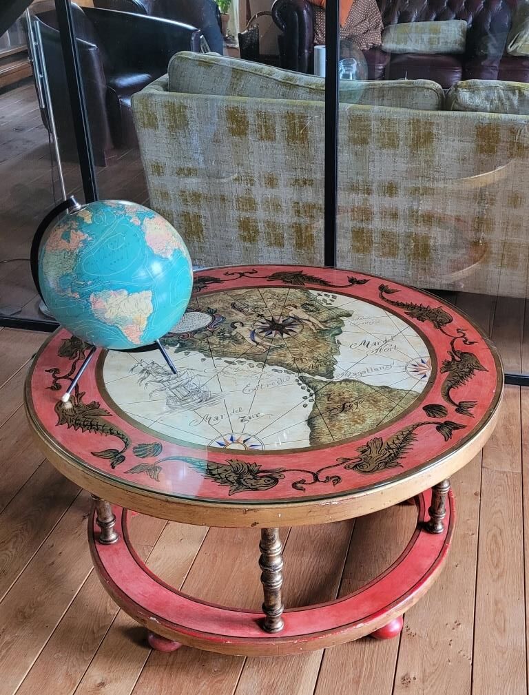 Map Coffee Table / 6 Drawer Map Coffee Table - W 77xd 59x h37cm 15kg.