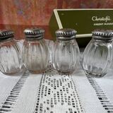 Christofle box of 4 solid silver salt pots