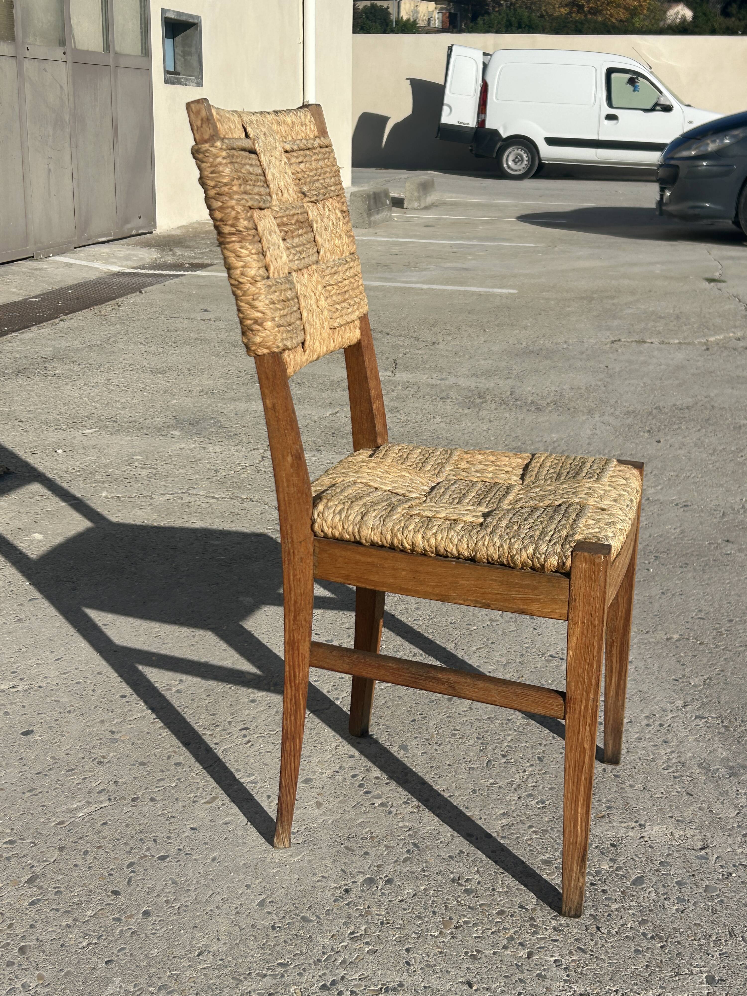 Set of 6 Audoux Minet armchairs and chairs, 1950s