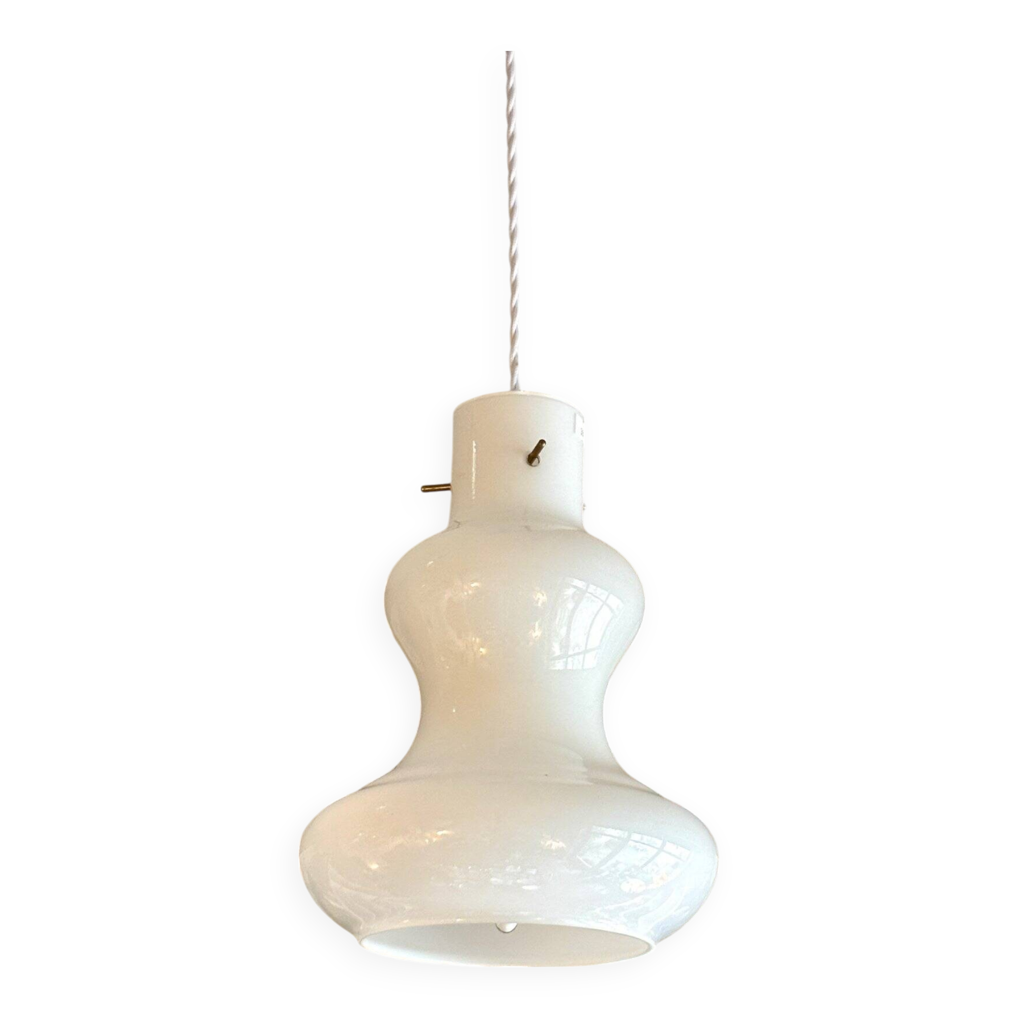 White opaline pendant lamp by Massimo Vignelli for Gino Vistosi, Murano
