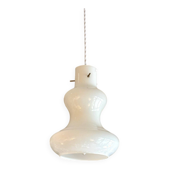 Suspension en opaline blanche par Massimo Vignelli pour Gino Vistosi,Murano