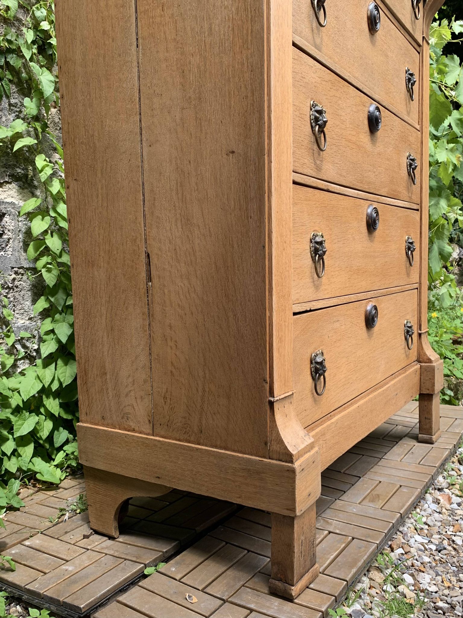 High Empire chest of drawers in solid raw oak