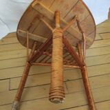 Rattan table, triangular, vintage.