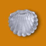 Vintage stainless steel and glass shell butter dish with knife