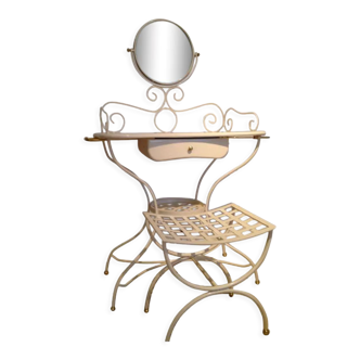White lacquered wrought iron dressing table