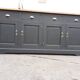 Industrial buffet four doors and four drawers black handles brushed brass patina