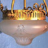 Bronze & glass pendant chandelier 1900s