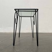 1960s Danish style glass side table String, mid-century.