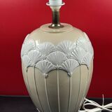 Pair of cream ceramic lamps, 1980s, art deco style, Miami light 73