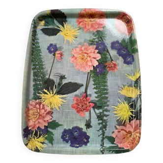 Plateau rectangulaire à fleurs en fibre de verre