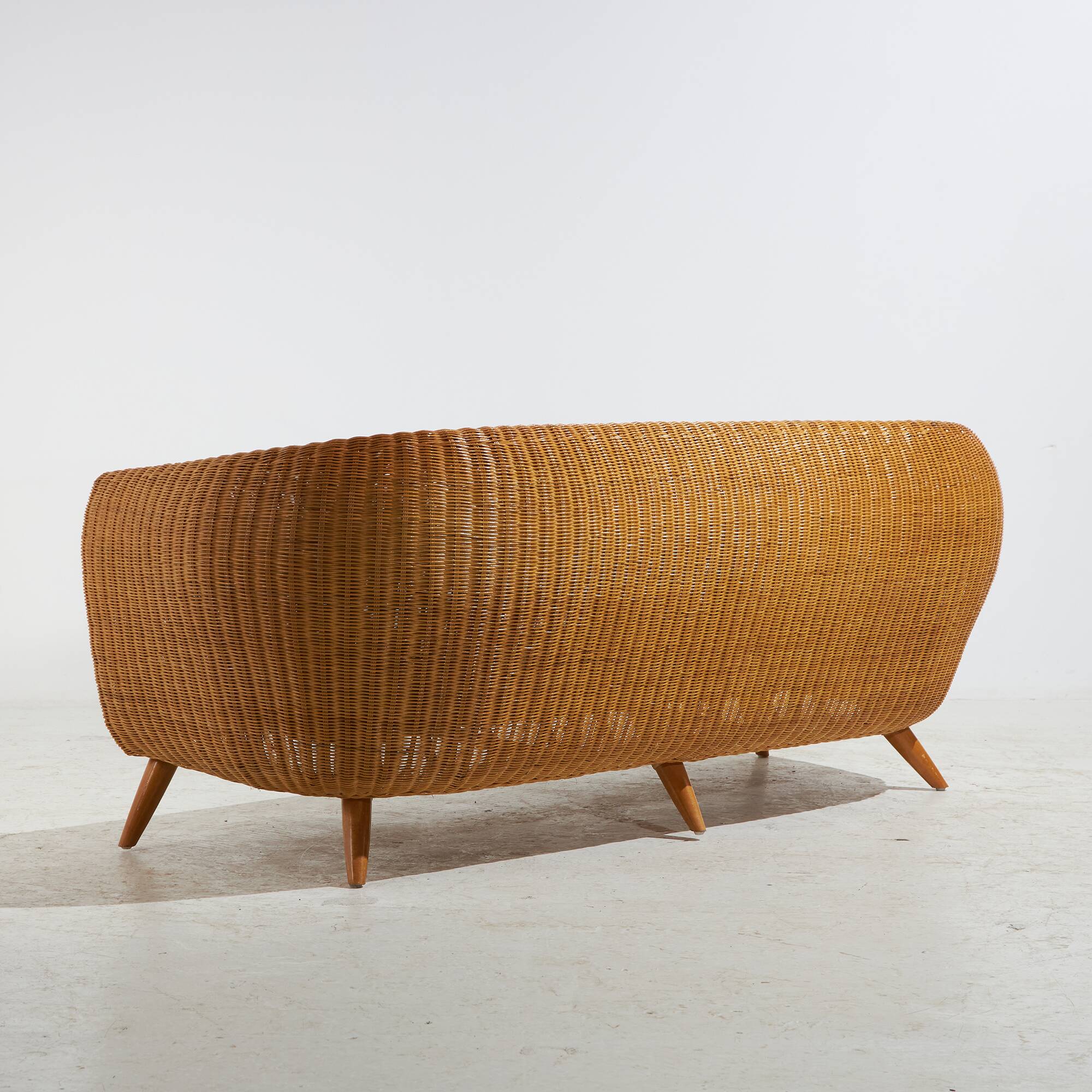 Oak & Rattan Sofa, 1970s (MK10668)