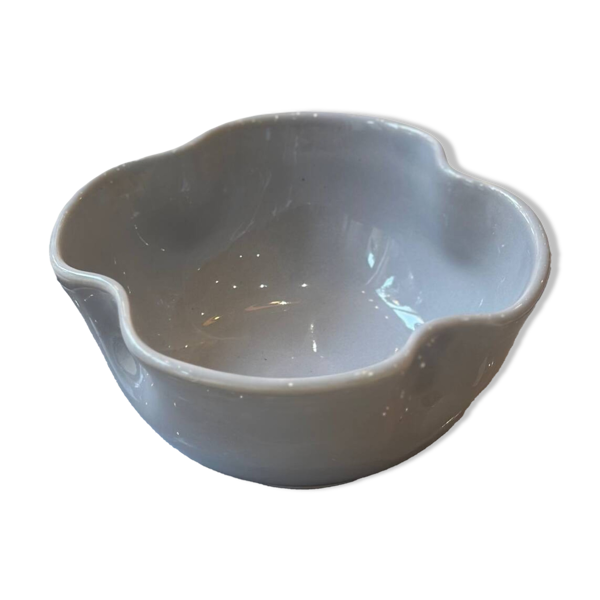 Bol céramique émaillée artisanal fleur trèfle pop gris bleu