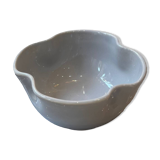 Handmade enameled ceramic bowl clover flower pop gray blue