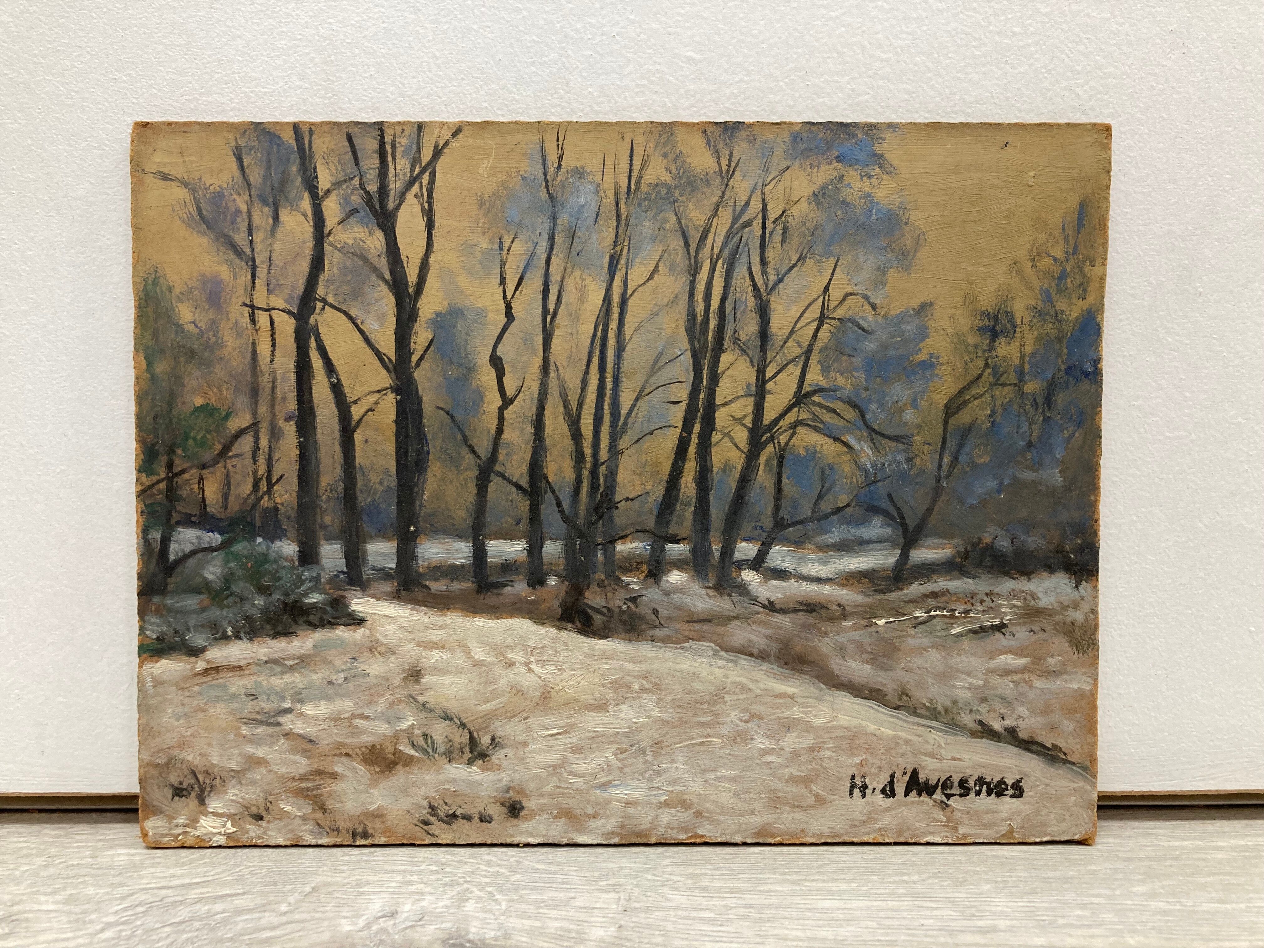 Oil on vintage landscape panel