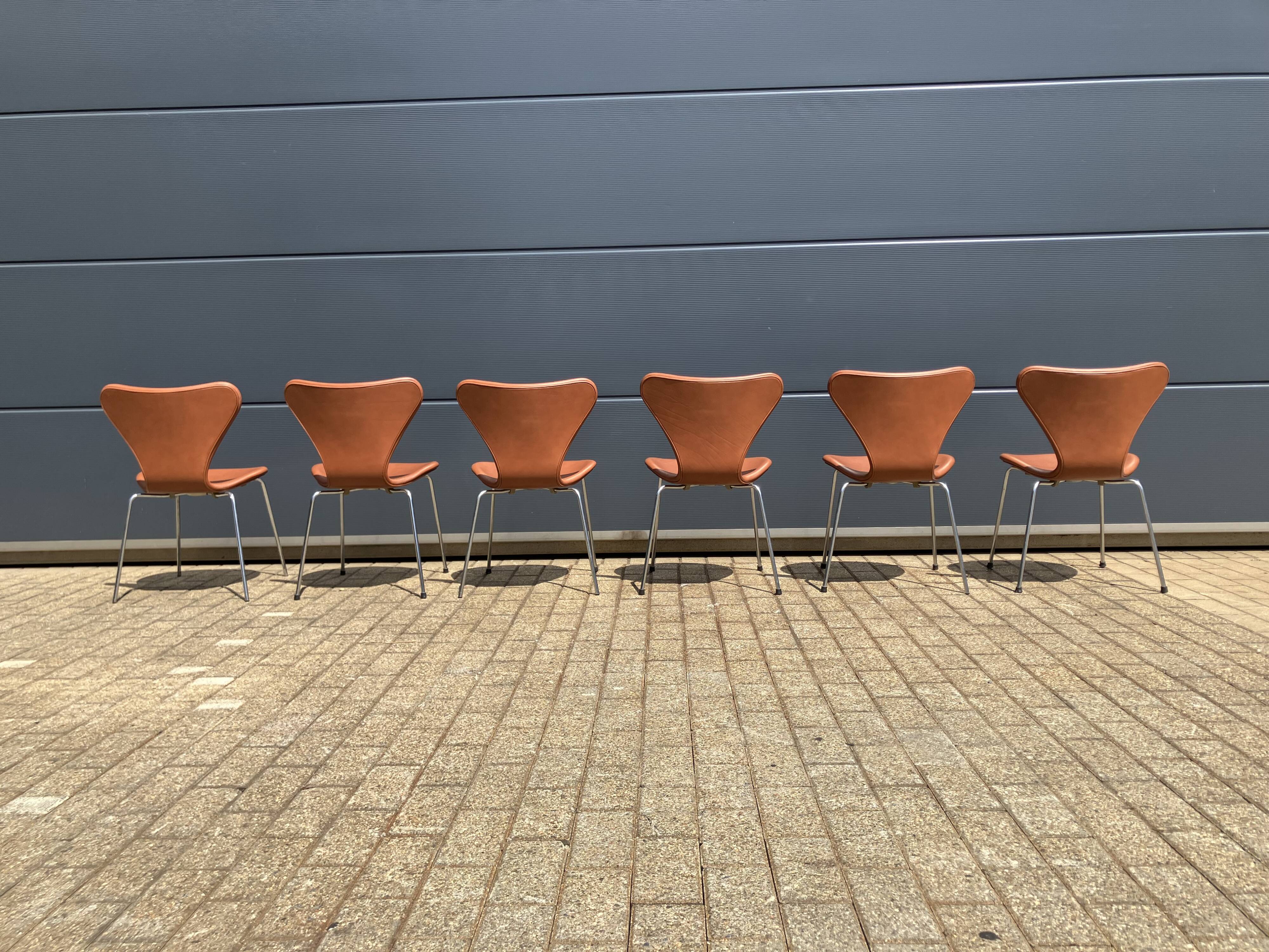 Fritz Hansen series 7 Vlinderstoelen in Cognac leather NIEUW!!