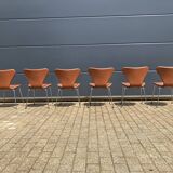 Fritz Hansen series 7 Vlinderstoelen in Cognac leather NIEUW!!