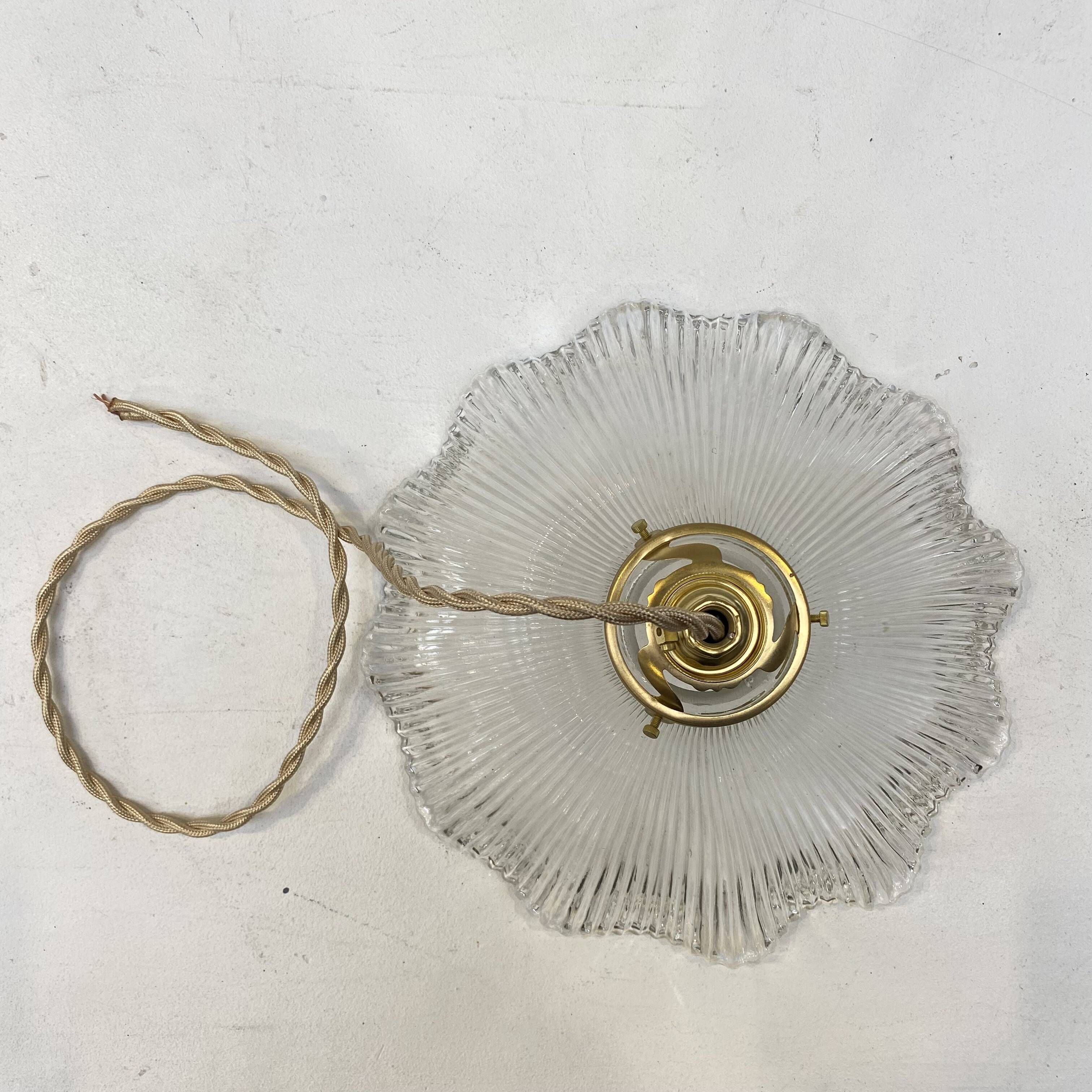 Holophane glass pendant light