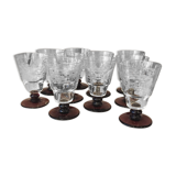 SUITE OF 10 GLASS GLASSES WITH GLASS WINE OF THE YEARS 1930 BI COLORE