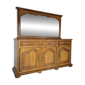 Rustic style buffet with mirror – Solid wood – Very good condition