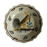 Plate of Nevers in earthenware late eighteenth century decoration of rooster on barrier