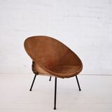 Vintage balloon suede easy chair, 1960s, Hungary