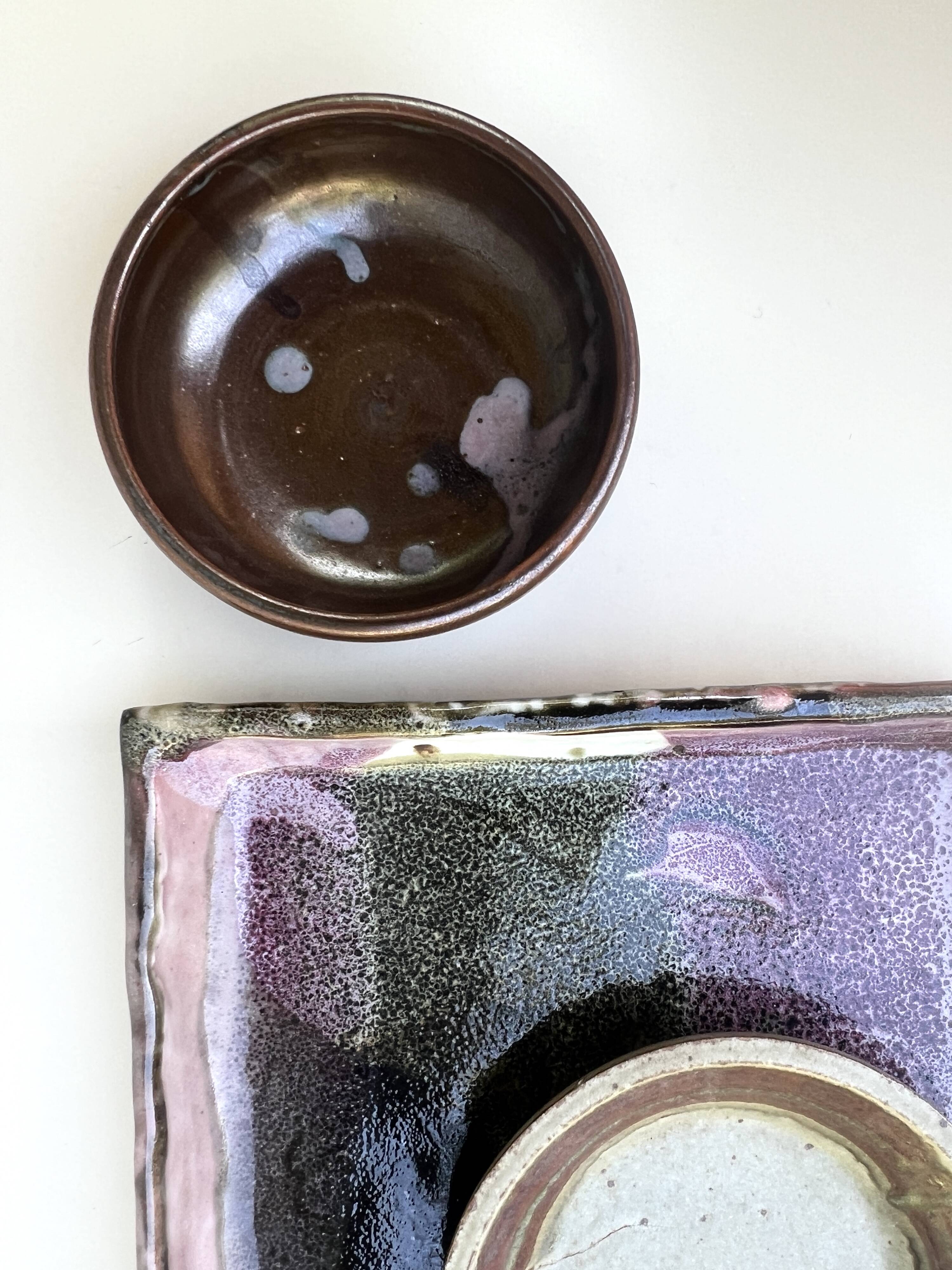 Ramekin / workshop pocket in glazed stoneware and signed