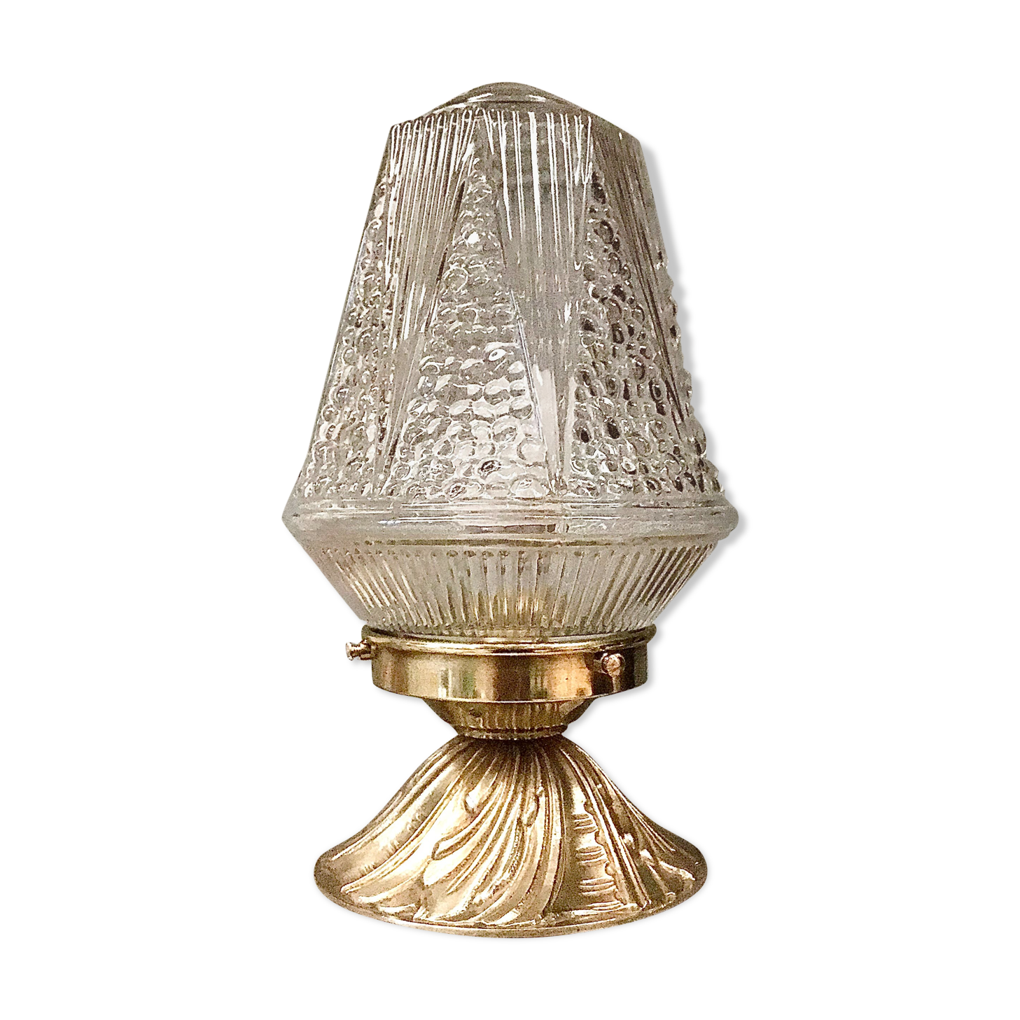Glass and brass lamp