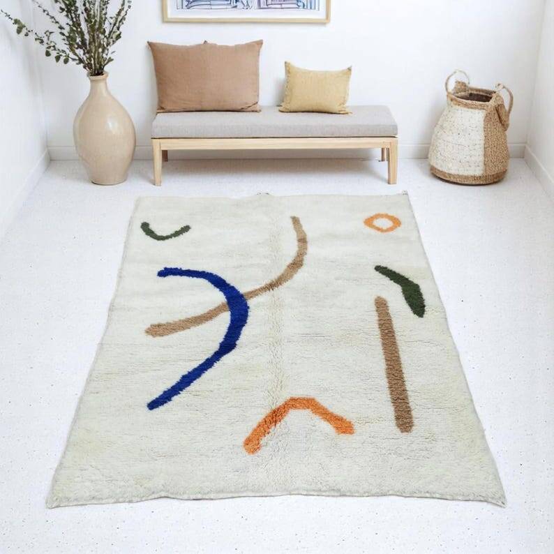 Tapis beni ouarine fait main traditionnel 250cmx150cm