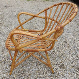Rattan armchair 70'S