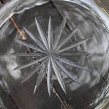 Worked metal fruit basket and glass