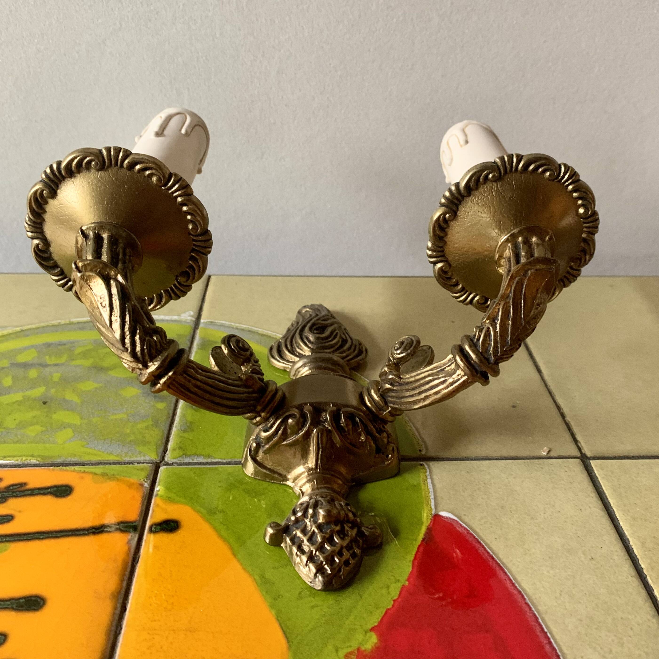 Pair of vintage brass wall sconces