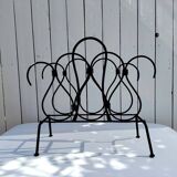 Metal and leather magazine rack, attributed to Jacques Adnet, vintage