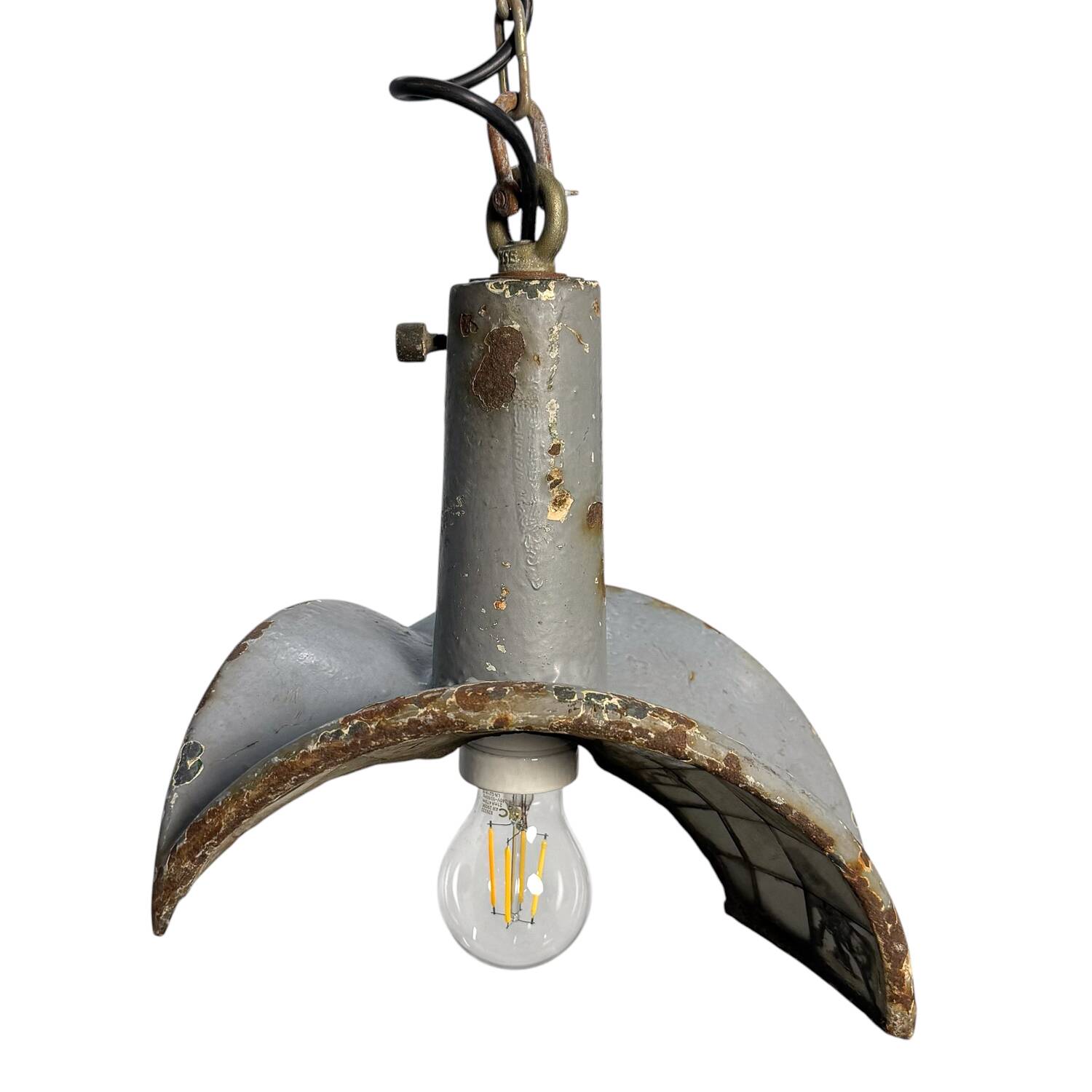 Nr. 2 Vintage industrial mirrored pendant light by Esla