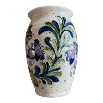 Signed enamel slip vase