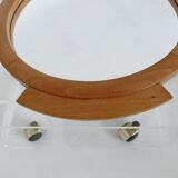 Large round mirror tray, Scandinavian, in blond wood, 60 70