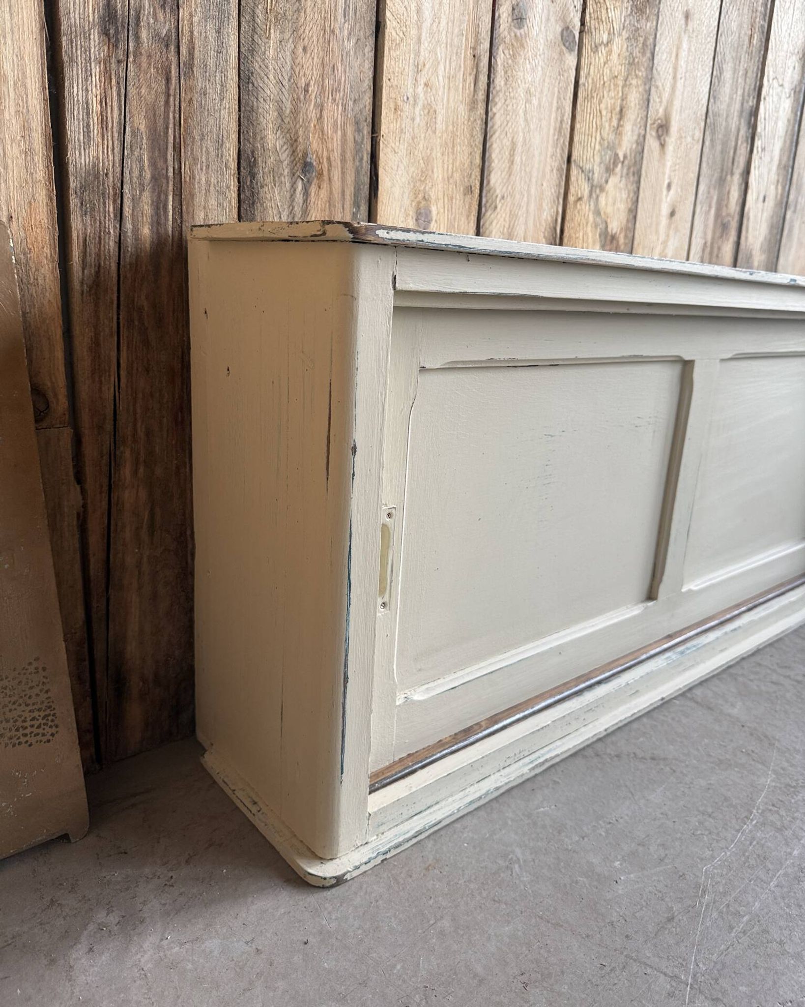 Vintage patinated work cabinet with sliding doors (renovated)