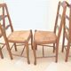 8 Straw chairs with high backs in solid wood